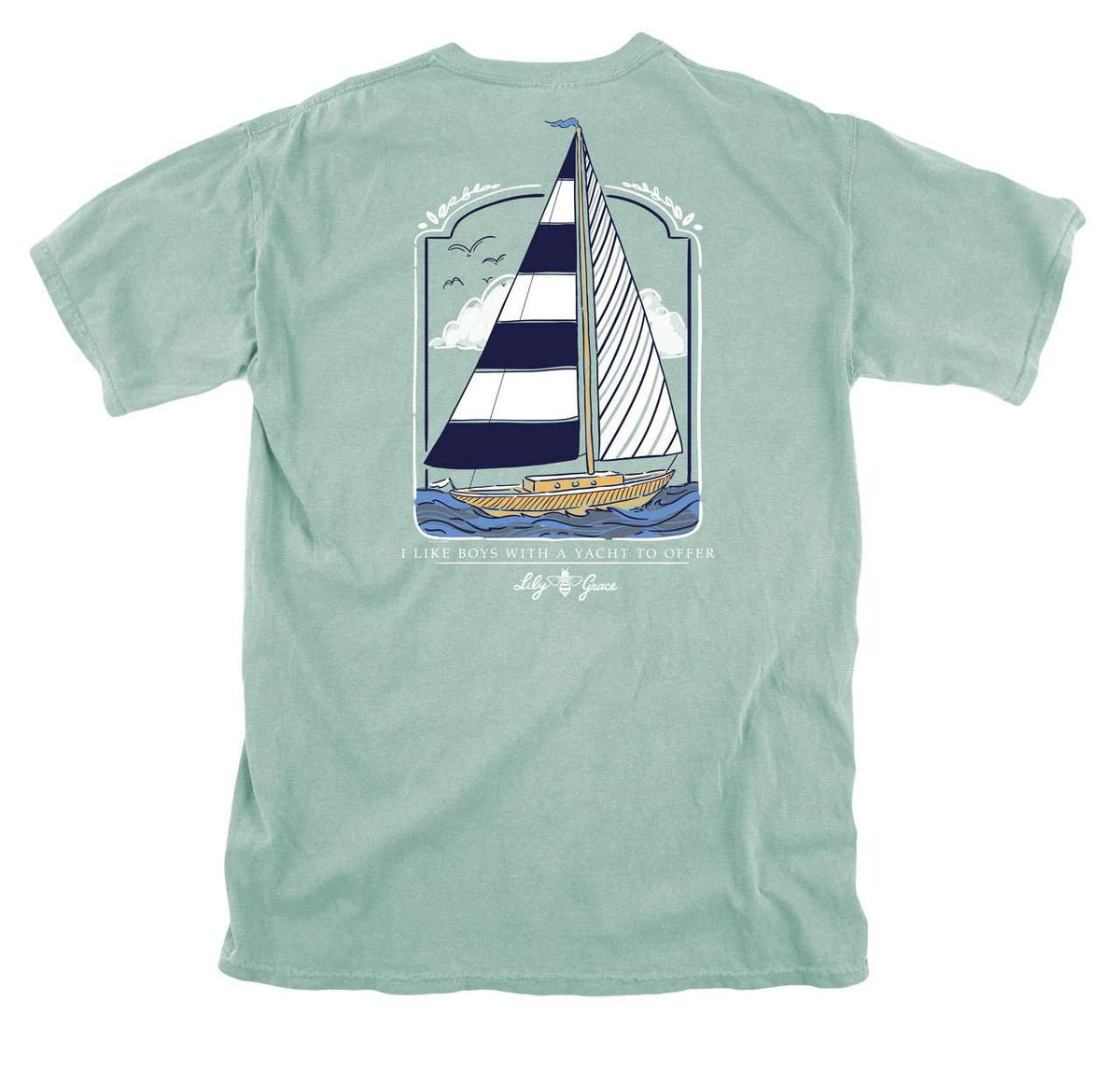 Sailing Pocket Tee in Chalky Mint by Lily Grace - Country Club Prep