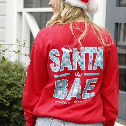 Santa is Bae Longsleeve Tee Shirt in Red by Jadelynn Brooke - Country Club Prep