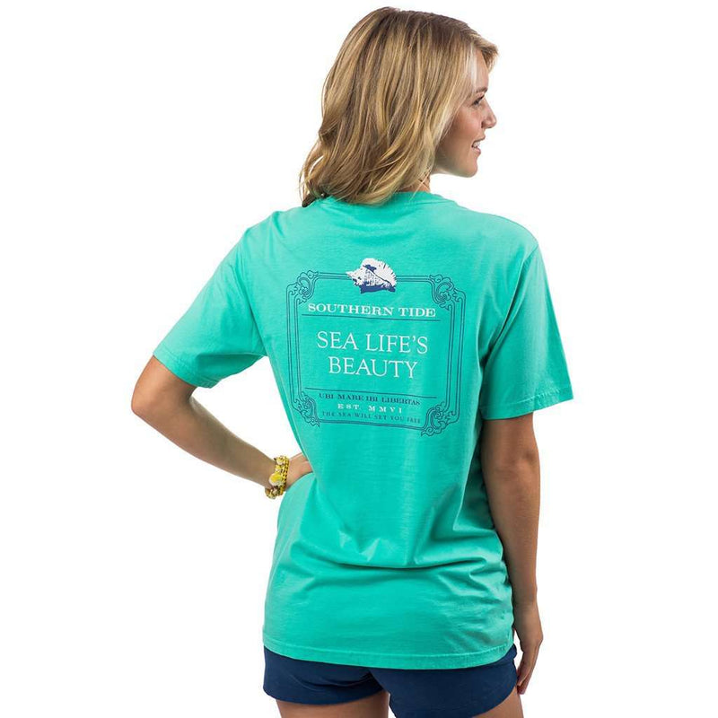 Sea Life's Beauty Pocket Tee Shirt in Seaglass by Southern Tide - Country Club Prep