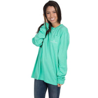 Sea to Shining Sea Long Sleeve Tee in Seafoam by Lauren James - Country Club Prep