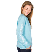 Seaside Logo Long Sleeve Tee in Atlas Blue by The Southern Shirt Co. - Country Club Prep