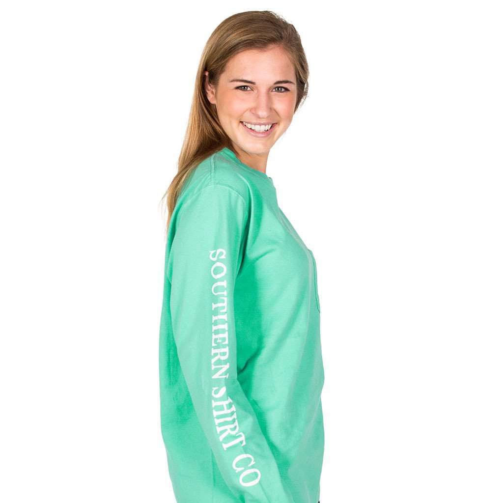 Seaside Logo Long Sleeve Tee in Florida Keys Green by The Southern Shirt Co. - Country Club Prep