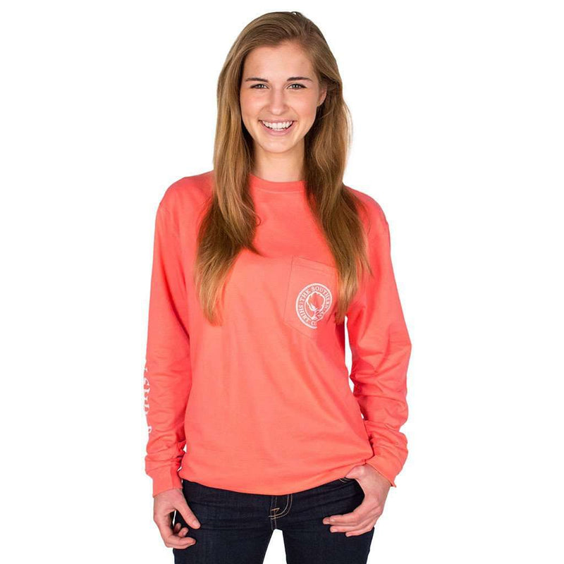 Seaside Logo Long Sleeve Tee in Georgia Peach by The Southern Shirt Co. - Country Club Prep