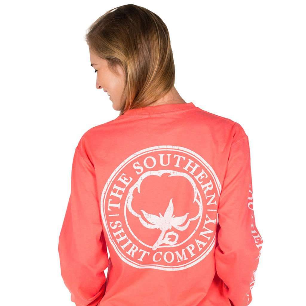 Seaside Logo Long Sleeve Tee in Georgia Peach by The Southern Shirt Co. - Country Club Prep