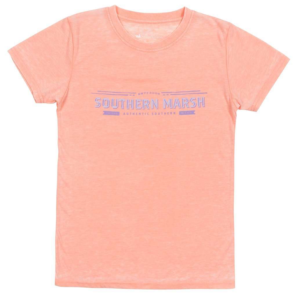 SEAWASH™ Rustic Trademark Crewneck Tee in Peach by Southern Marsh - Country Club Prep