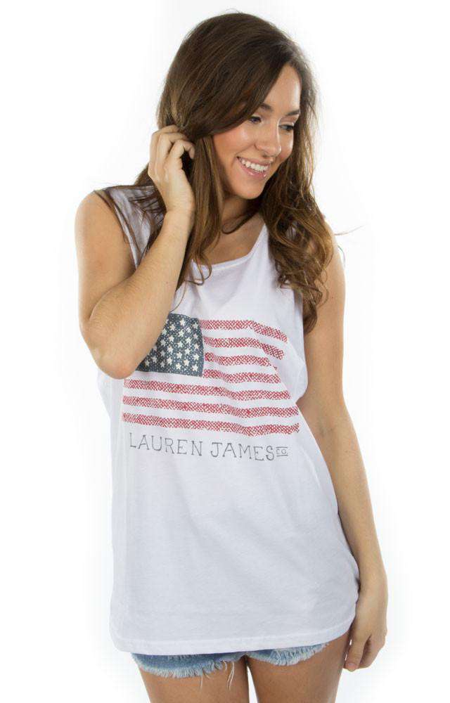 Lauren James Seersucker Flag Tank Top in White – Country Club Prep