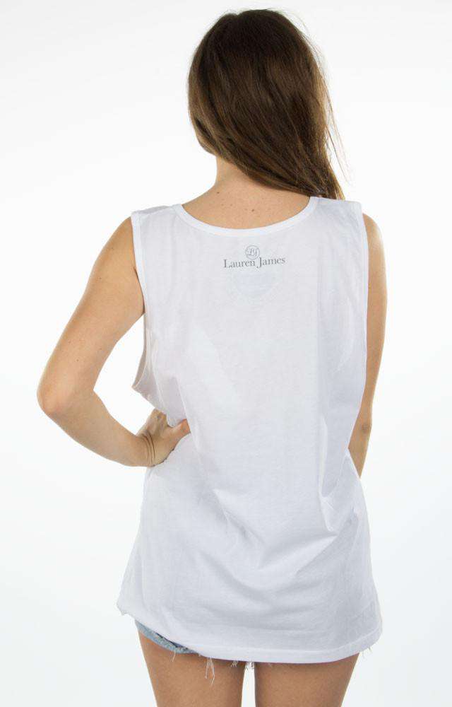 Seersucker Flag Tank Top in White by Lauren James - Country Club Prep