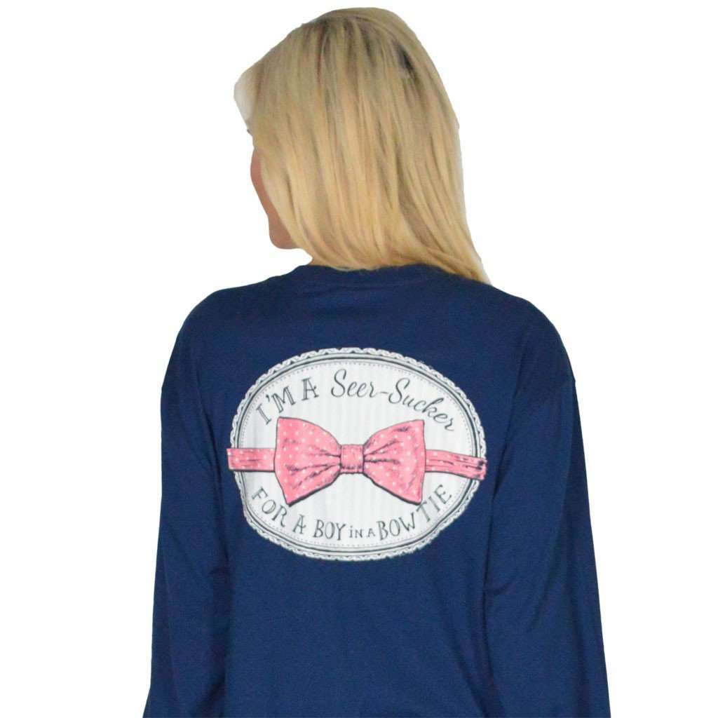 Seersucker for a Boy Long Sleeve Tee in Estate Blue by Lauren James - Country Club Prep