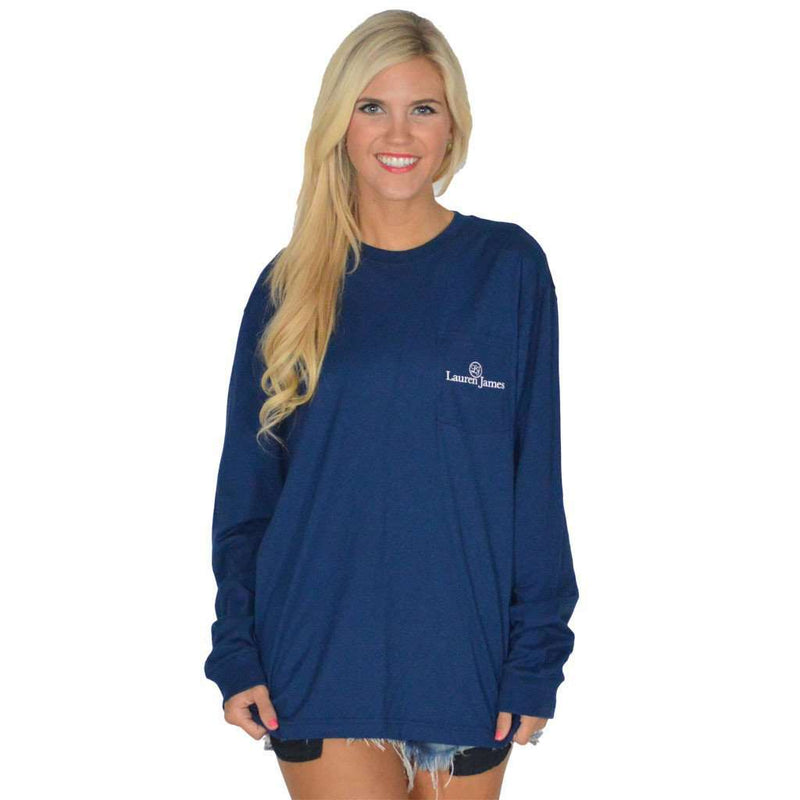 Seersucker for a Boy Long Sleeve Tee in Estate Blue by Lauren James - Country Club Prep