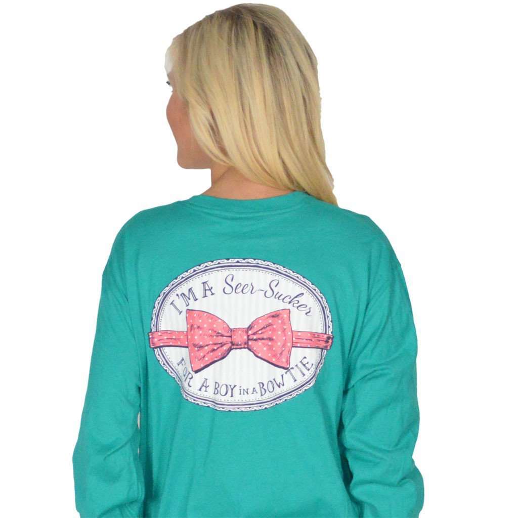 Seersucker for a Boy Long Sleeve Tee in Tropical Green by Lauren James - Country Club Prep