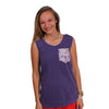 Sigma Sigma Sigma Tank Top in Grape with Pattern Pocket by the Frat Collection - Country Club Prep