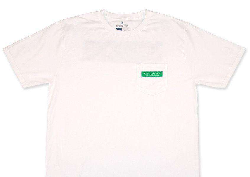Signature Logo Plaid Pocket Tee in White by High Cotton - Country Club Prep