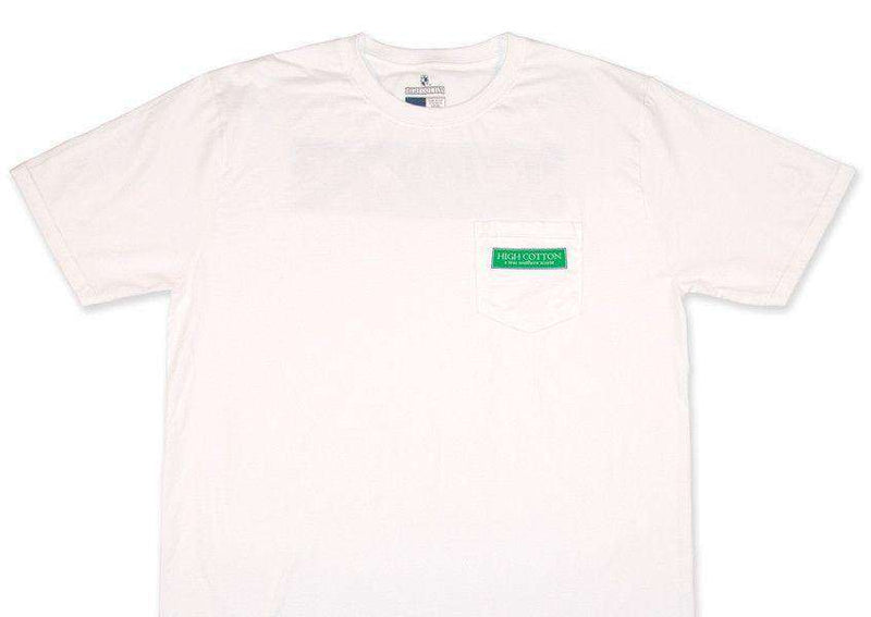 Signature Logo Plaid Pocket Tee in White by High Cotton - Country Club Prep