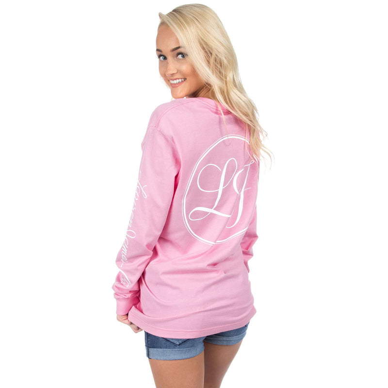Signature Long Sleeve Print Tee in Candy Pink by Lauren James - Country Club Prep