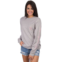 Signature Long Sleeve Print Tee in Grey by Lauren James - Country Club Prep