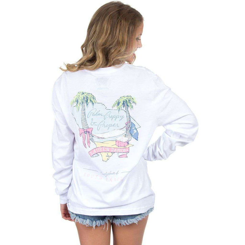 Lauren James South Carolina Palm Preppy Long Sleeve Tee in White ...