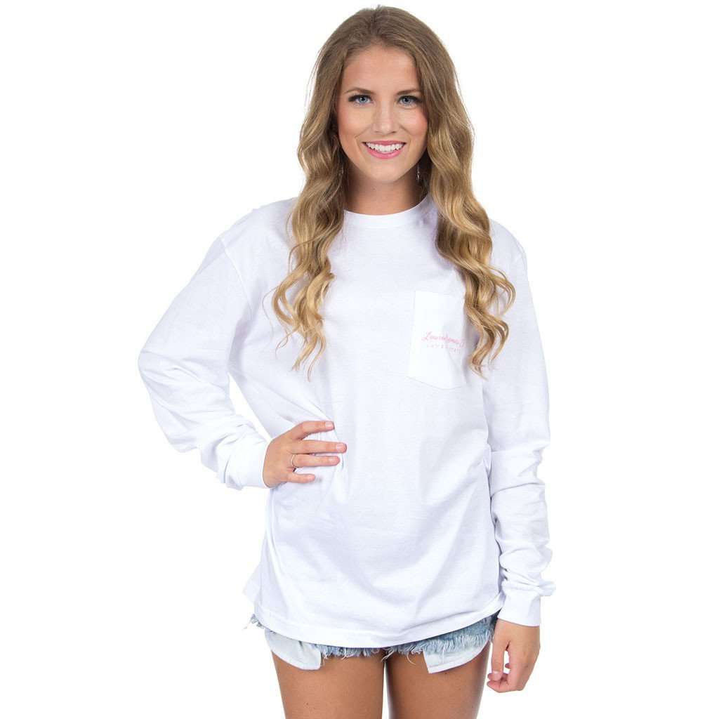 South Carolina Palm Preppy Long Sleeve Tee in White by Lauren James - Country Club Prep