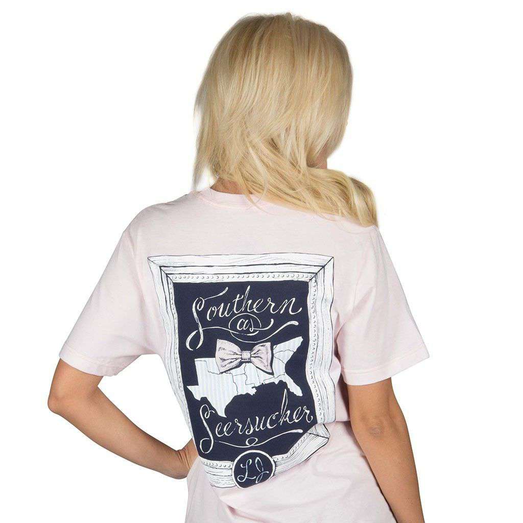 Southern as Seersucker Pocket Tee in Pink by Lauren James - Country Club Prep