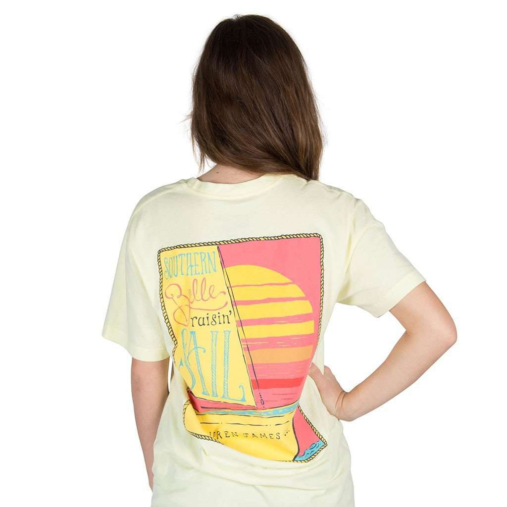 Southern Belle Raisin' Sail Pocket Tee in Yellow by Lauren James - Country Club Prep