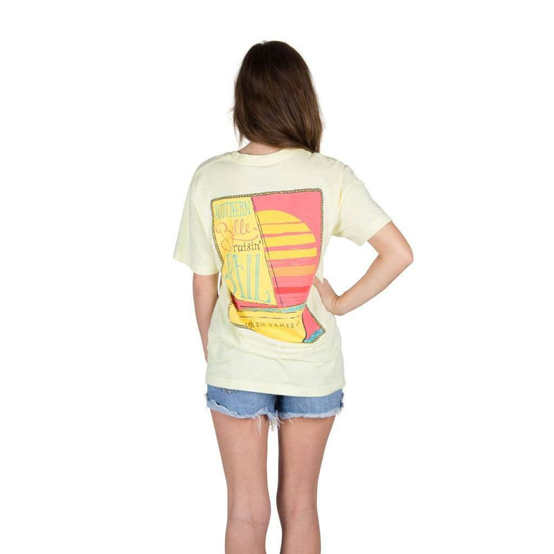 Southern Belle Raisin' Sail Pocket Tee in Yellow by Lauren James - Country Club Prep
