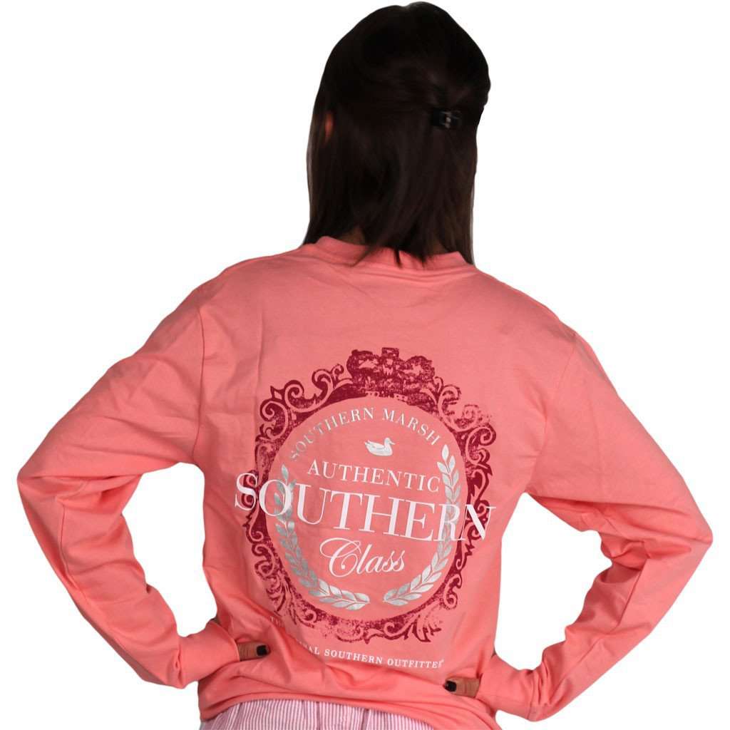 Southern Class Long Sleeve Tee in Azalea by Southern Marsh - Country Club Prep