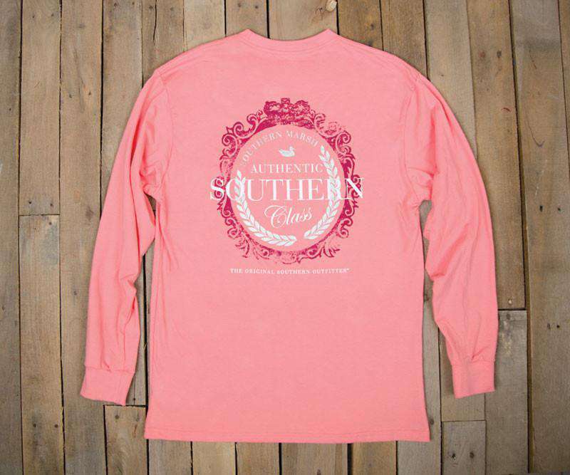 Southern Class Long Sleeve Tee in Azalea by Southern Marsh - Country Club Prep