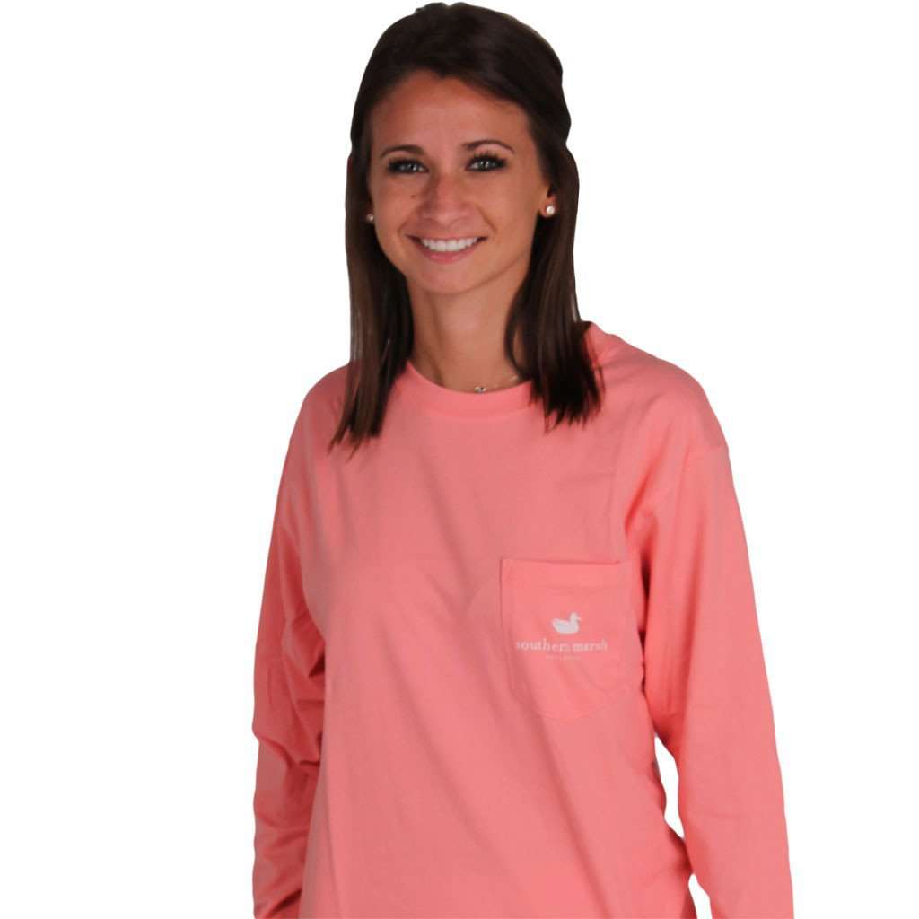 Southern Class Long Sleeve Tee in Azalea by Southern Marsh - Country Club Prep