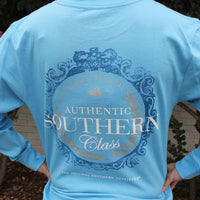 Southern Class Long Sleeve Tee in Breaker Blue by Southern Marsh - Country Club Prep
