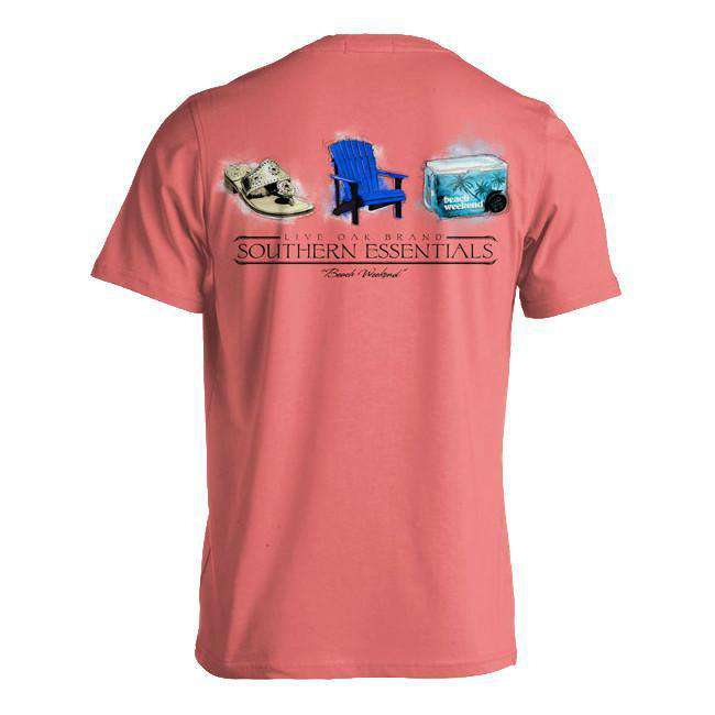 Southern Essentials "Beach Weekend" Short Sleeve Tee in Watermelon by Live Oak - Country Club Prep