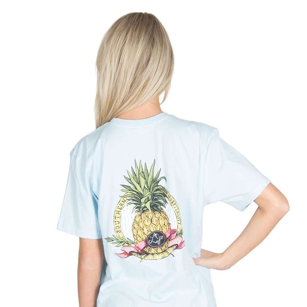 Southern Hospitality Pocket Tee in Light Blue by Lauren James - Country Club Prep