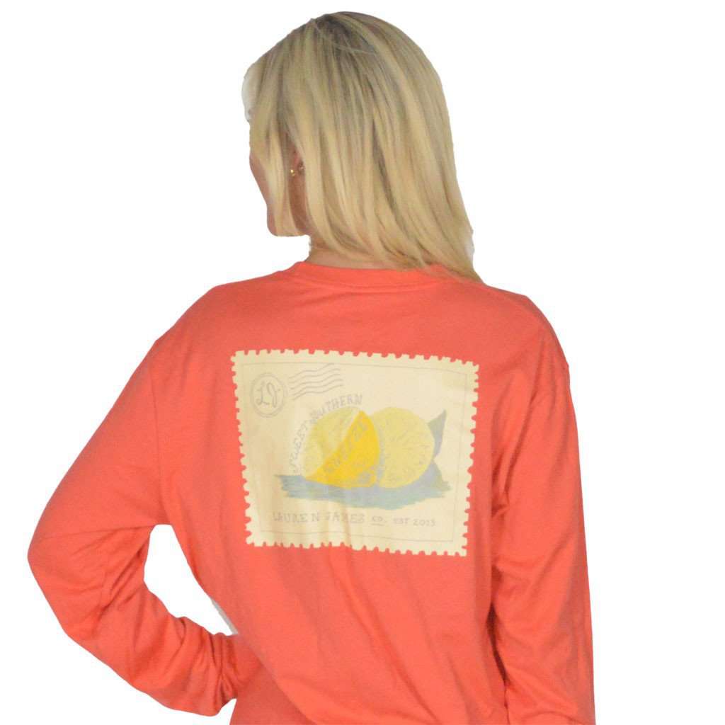 Southern Squeeze Long Sleeve Tee in Coral Red by Lauren James - Country Club Prep