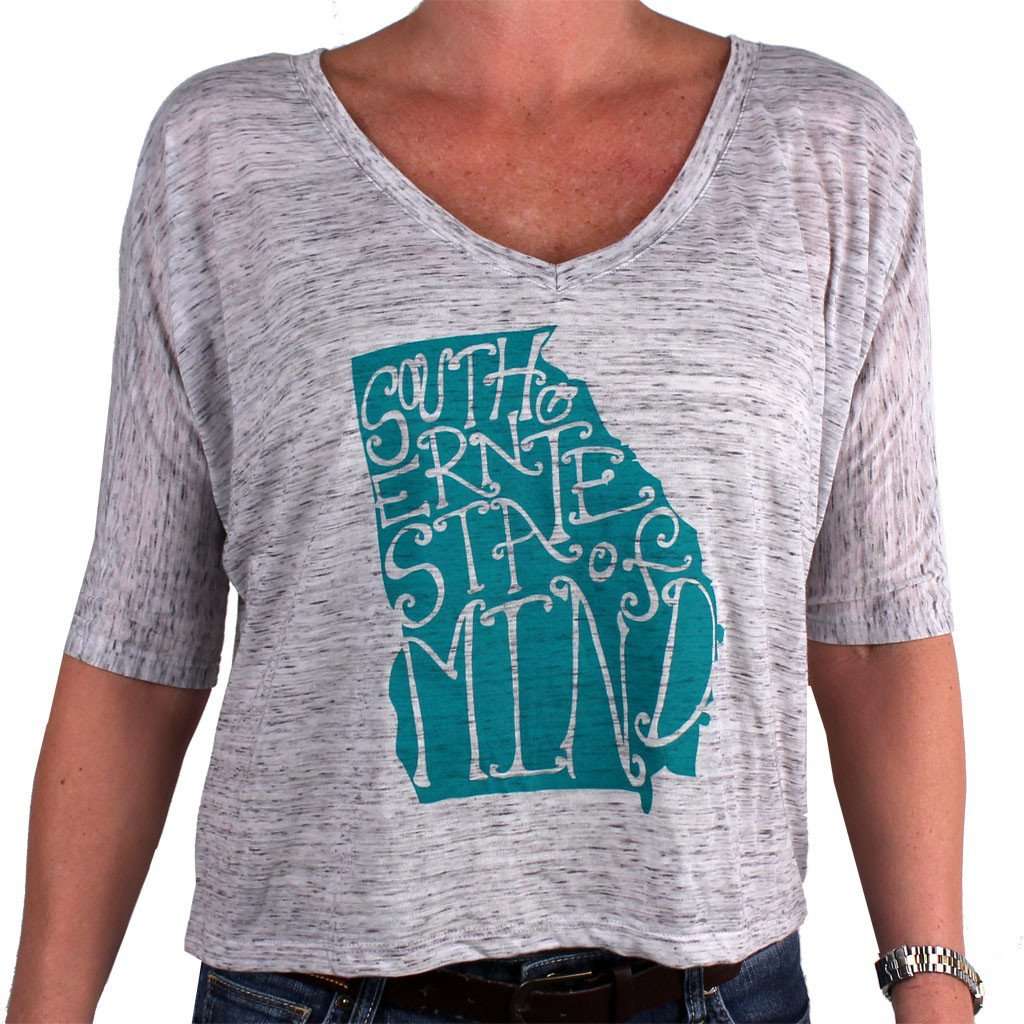 Southern State of Mind Georgia Tee in Grey by Geneologie - Country Club Prep