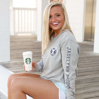 Strong As Coffee Long Sleeve Tee in Heather Grey by Jadelynn Brooke - Country Club Prep