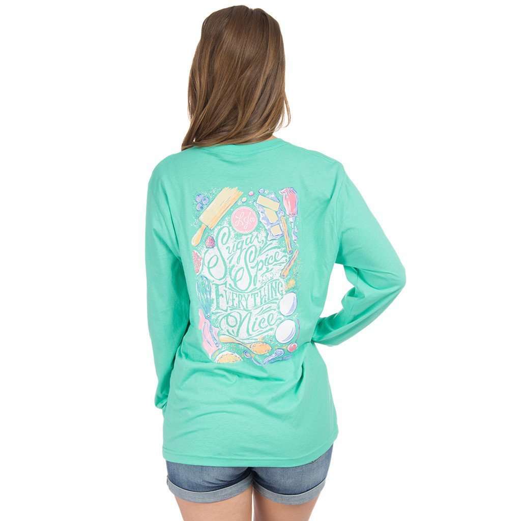 Sugar and Spice Long Sleeve Tee in Seafoam by Lauren James - Country Club Prep