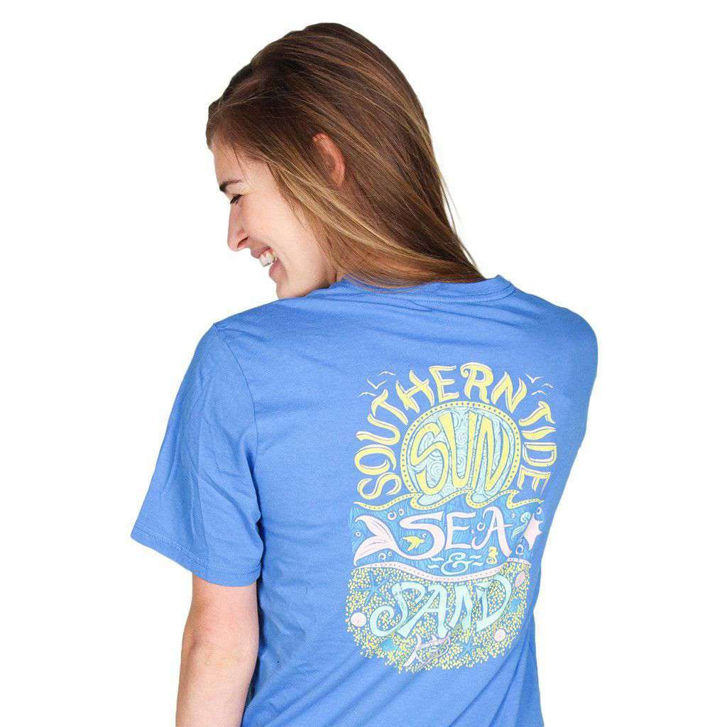 Sun, Sea & Sand Tee in Blue Stream by Southern Tide - Country Club Prep