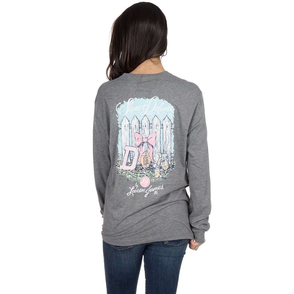 Sweet Defense Long Sleeve Tee in Dark Heather Grey by Lauren James - Country Club Prep