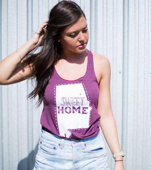 Sweet Home AL Tank Top in Cranberry by Judith March - Country Club Prep