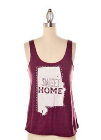 Sweet Home AL Tank Top in Cranberry by Judith March - Country Club Prep