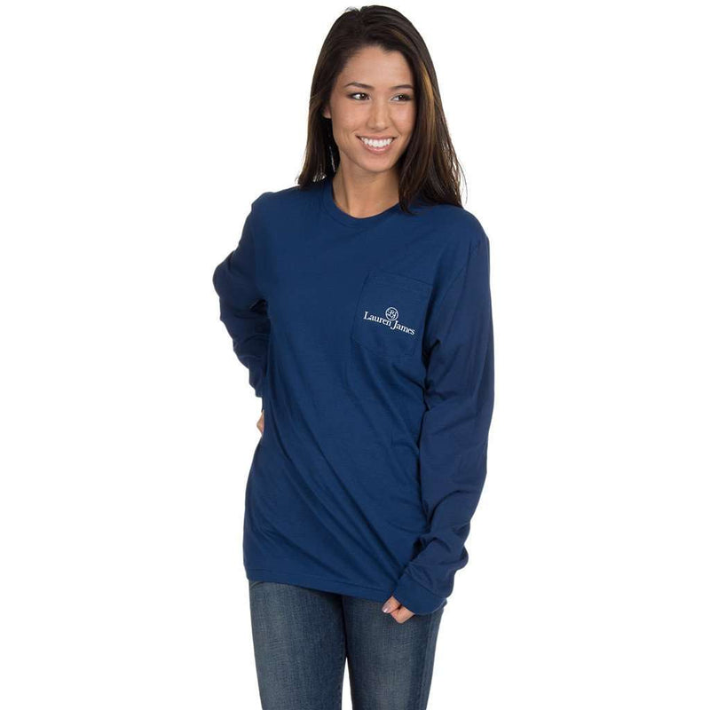 Tailgate Season Long Sleeve Tee in Estate Blue by Lauren James - Country Club Prep