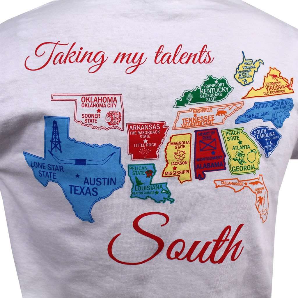 Taking My Talents South Long Sleeve Tee in White by Lauren James - Country Club Prep