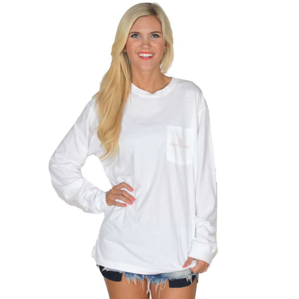 Tea Time Long Sleeve Tee in White by Lauren James - Country Club Prep