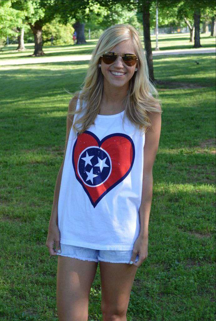 Tennessee Pride Tank Top in White - Country Club Prep