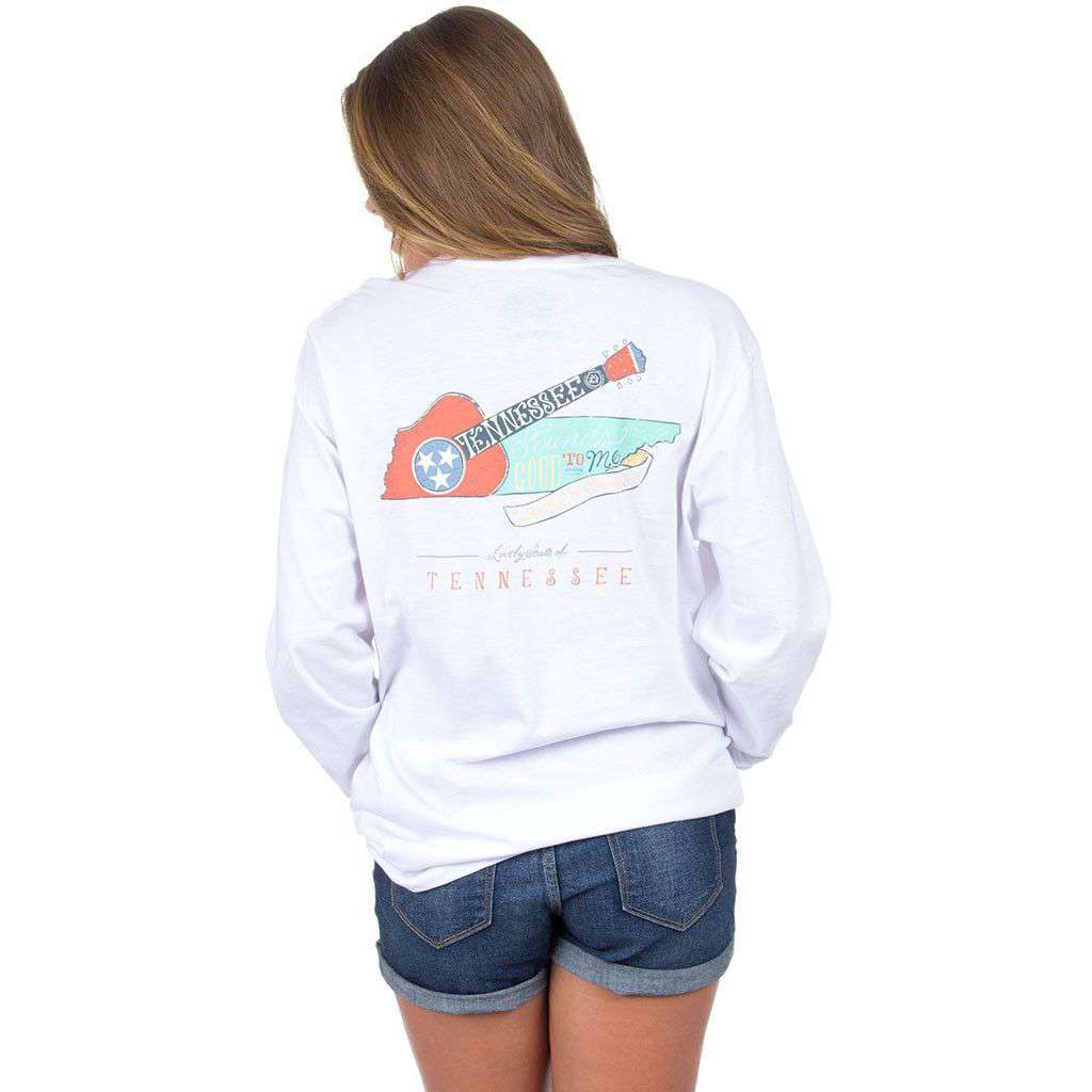 Tennessee Sounds Good Long Sleeve Tee in White by Lauren James - Country Club Prep