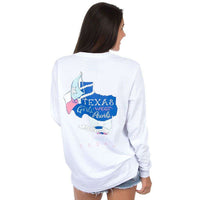 Texas Girls Wear Pearls Long Sleeve Tee in White by Lauren James - Country Club Prep