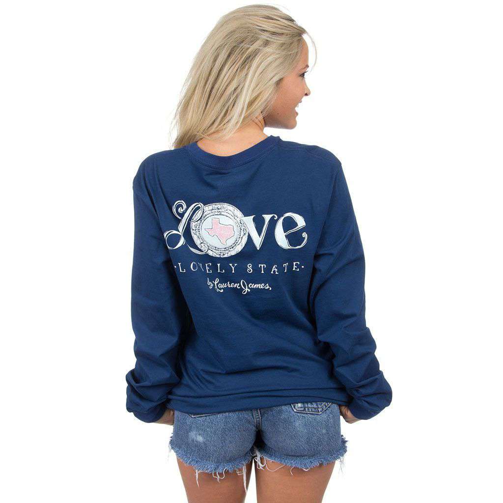 Texas Love Long Sleeve Tee in Navy by Lauren James - Country Club Prep