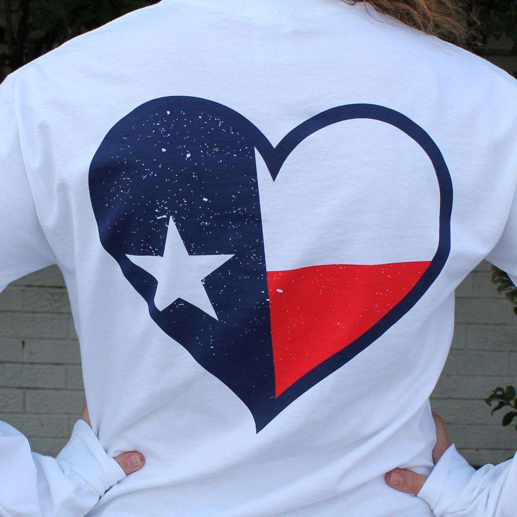 Texas Pride Long Sleeve Tee in White by Lauren James - Country Club Prep