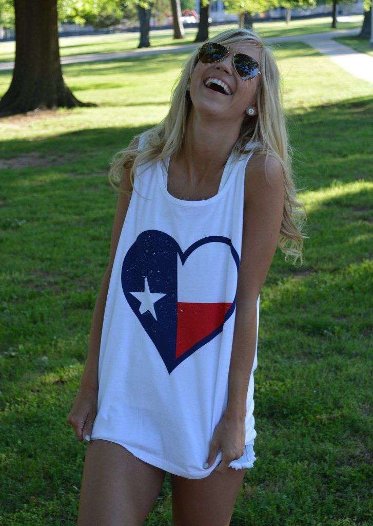 Texas Pride Tank Top in White by Lauren James - Country Club Prep