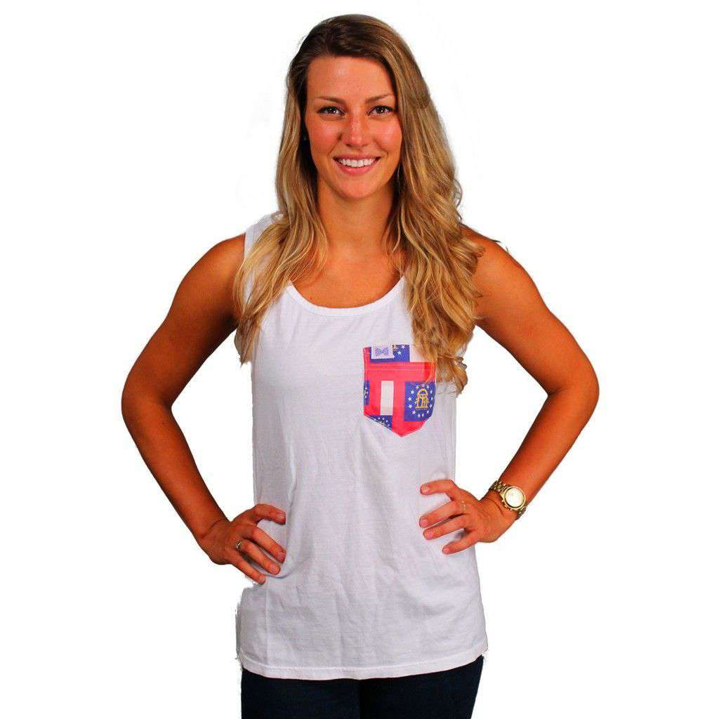 The Brown Unisex Tank Top in High Cotton White by the Frat Collection - Country Club Prep