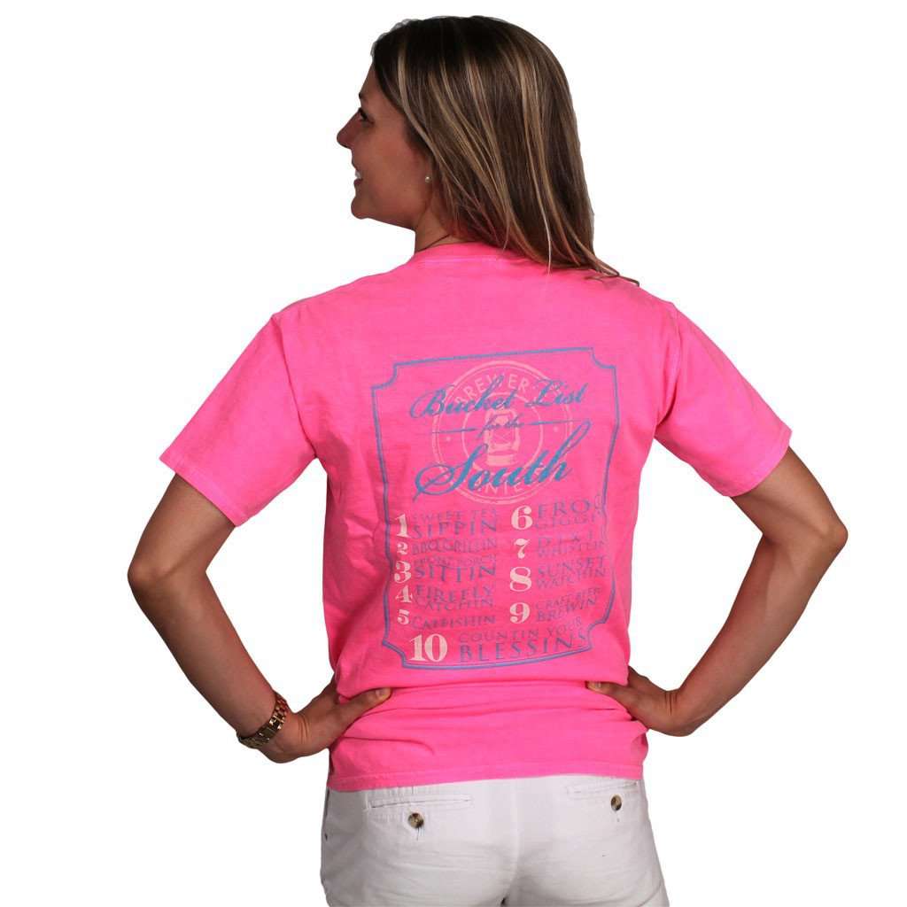 The Bucket List Tee in Neon Pink by Brewer's Lantern - Country Club Prep