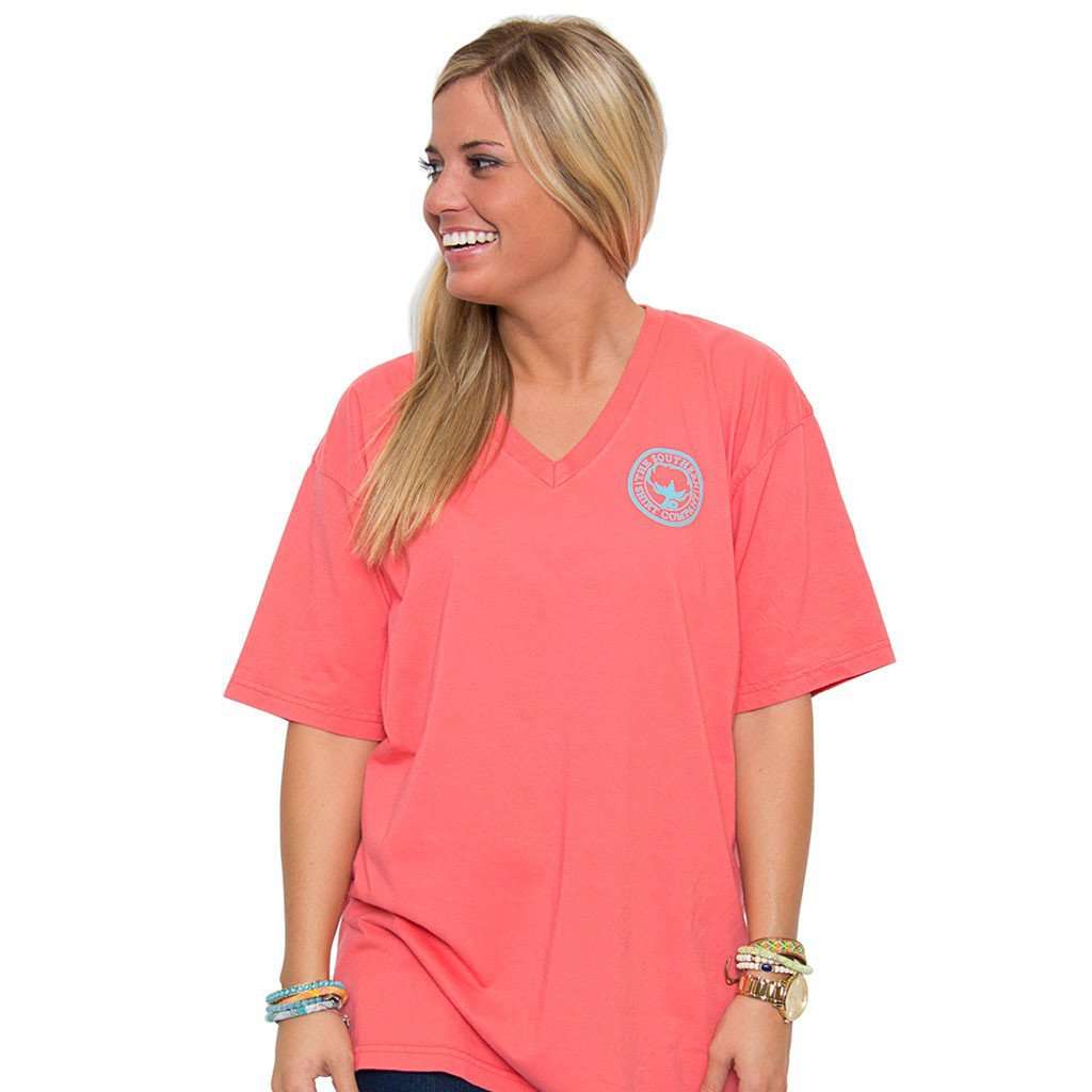 The Carly V-Neck Tee in Sugar Coral Pink by The Southern Shirt Co. - Country Club Prep